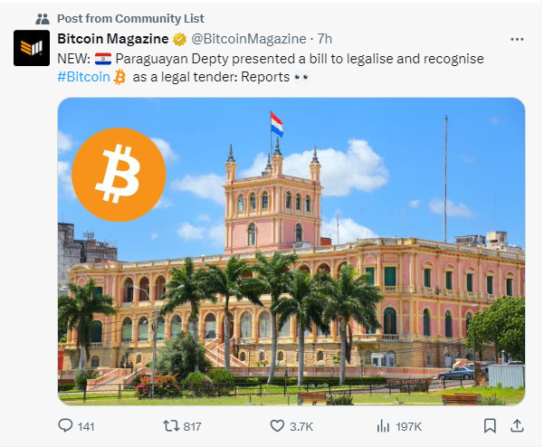 Bitcoin bald Zahlungsmittel in Paraguay?